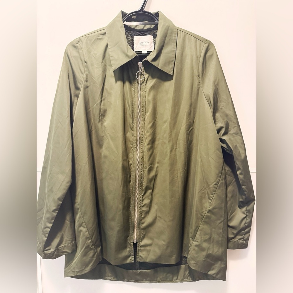 GREY LAB Oversized Nylon Jacket with O-ring Zipper